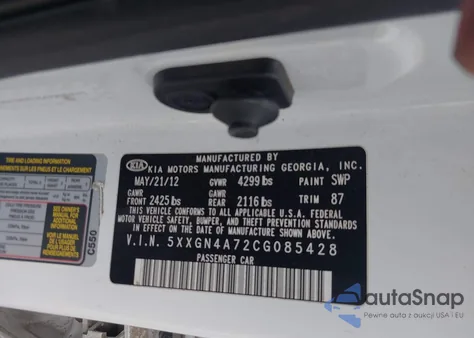 2012 Kia Optima Ex from USA, damaged, VIN 5XXGN4A72CG085428